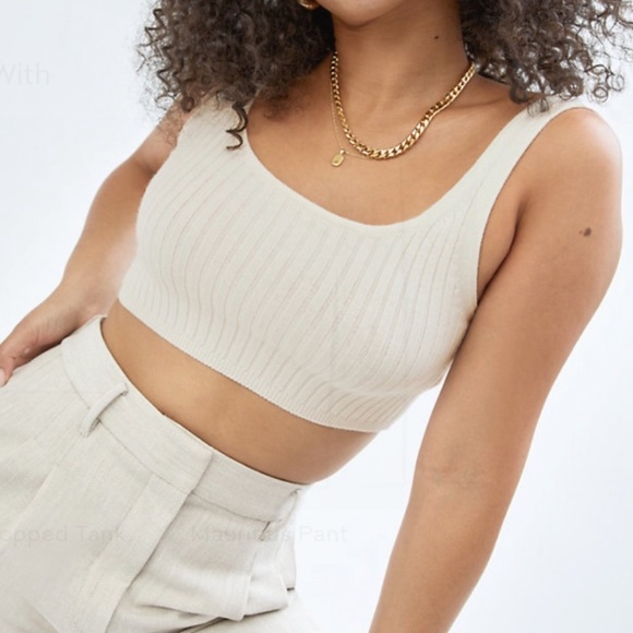 Wilfred Aritzia Ribbed Knit Cropped Tank Merino Wool Size Small - Picture 1 of 6